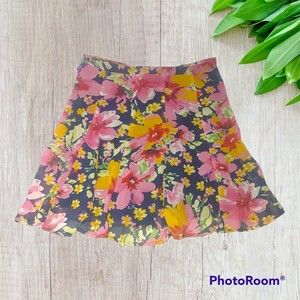 Show Me Your Mumu Floral Skater Mini Skirt Size Small Side Zip Lined
